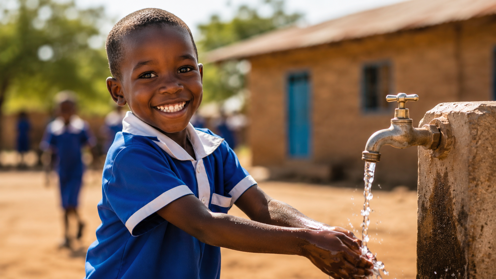 Boy at water tap source